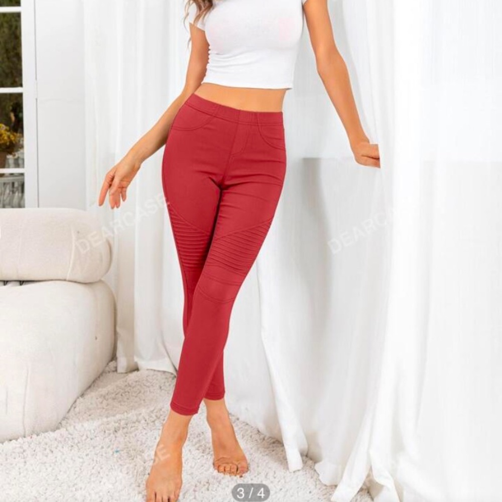 Retl$120 Sm Zara Burgundy Brown  Faux Leather Pants